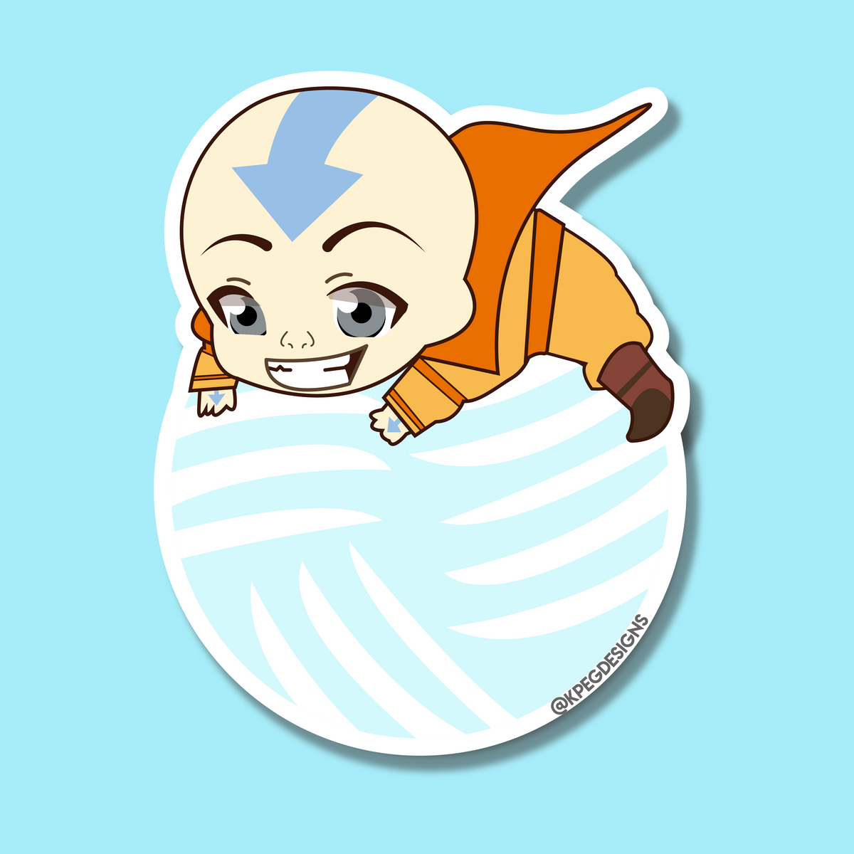 Aang on an Airball Sticker – kpegdesigns