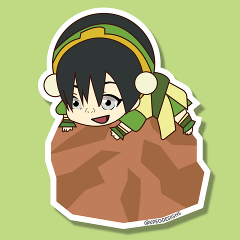 Toph on a Rock Sticker