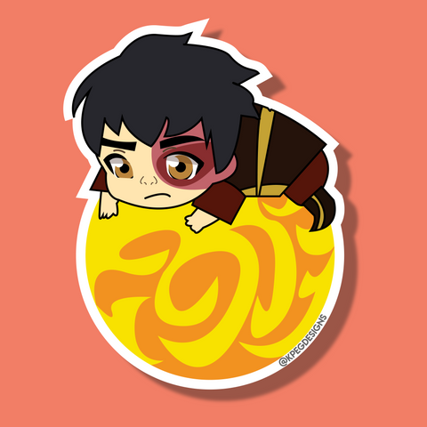 Zuko on a Fireball Sticker